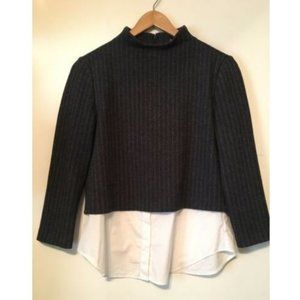 Theory Gracila Orlene Gray Sweater Shirt Top Med.